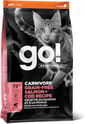 Go! Solutions Carnivore Salmon + Cod Grain-Free Dry Cat Food, Our Highest-Protein Kibble Made with Real Meat & Fish, Chicken-Free Recipe, for Kittens, Adults & Seniors, 3 lb Bag