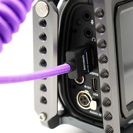 KONDOR BLUE x Gerald Undone | Ful HDMI 2.0 Type A Male to Male 12"- 24" Coiled Braided Cable | 4K 60Hz 18Gbps, HDR, 3D, Reinforced | for On-Camera Monitors & Recorders + More | Purple