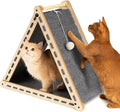 Cat Scratcher with Ball Toy Foldable Cat Scratch Pad Felt Triangle Scratchers for Indoor Cats Large Cat Scratching Board Mat Cats Scratch Furniture Protector Kitten Toys Grey