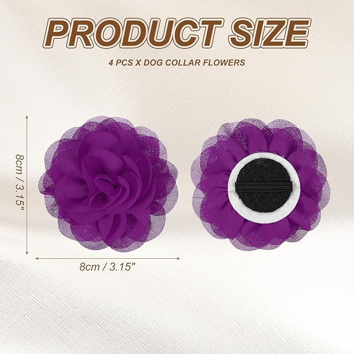 Dog Collar Flowers, Pet Flower Charms Soft Chiffon Cat Collar Bow Tie Floral Grooming Supplies, Intended for Dog