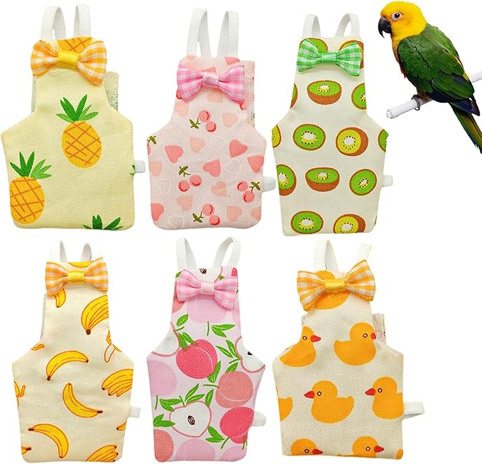 6 PCS Bird Diaper, Parrot Diaper Flight Suit, Cute Pigeon Pants, Waterproof Inner, Reusable, Suitable for Conure, Lovebird‌‌, Parakeet‌, Budgerigar, Pet Chicken&Duck, Guinea Pig