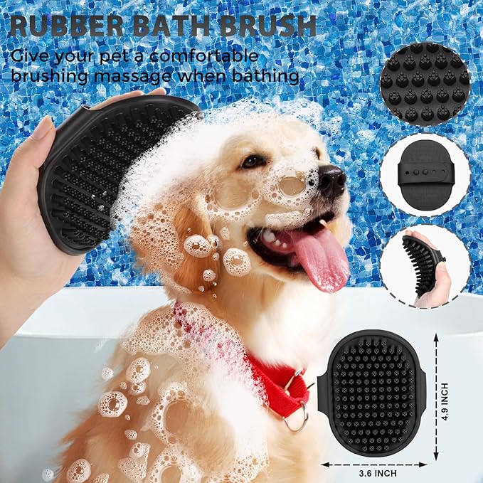 3PC Dog Brush Kit - Self-Cleaning Slicker Brush with Bath Brush & Undercoat Rake | Deshedding Tools for Large - Small Dogs & Cats, Professional Pet Grooming Set for Heavy Shedding, Purple
