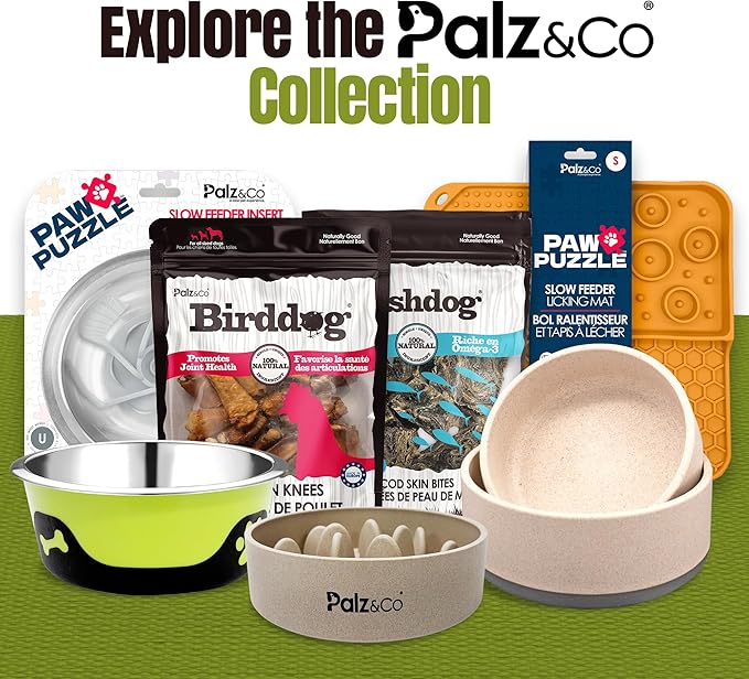 Palz&Co EcoBowl with Lid for Dogs & Cats, 28 oz Blue - Natural Bamboo Pet Bowl with Non-Slip Base, Pet Food and Water Dish, Dishwasher Safe
