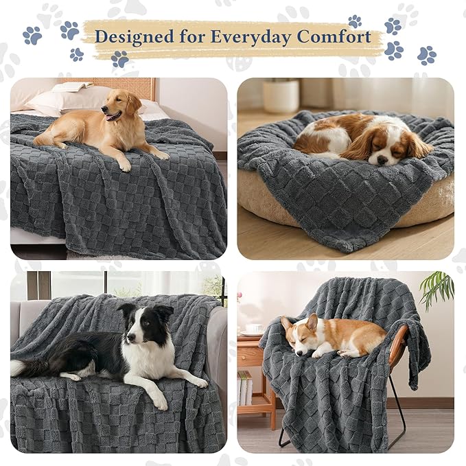 David's Home Large Dog Blankets Washable Pet Bed Cover, Soft Fluffy Fuzzy Cat Puppy Blanket with Premium 300GSM Fleece for Pet Kitten Doggy, Dark Grey, 50x60IN