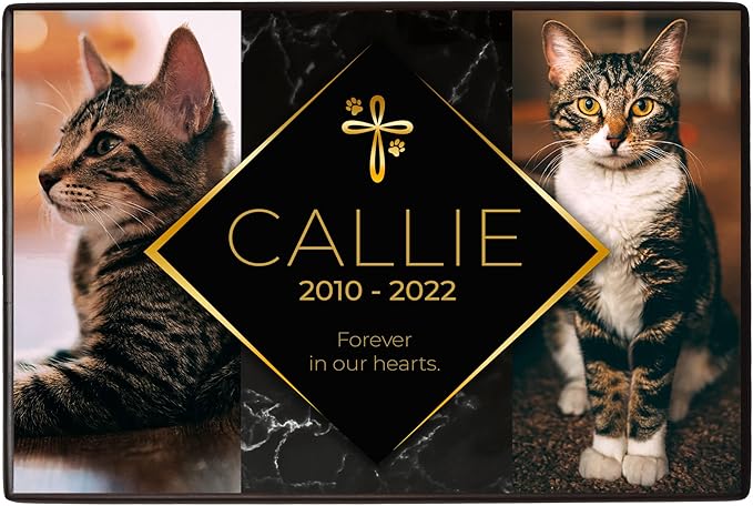 Custom Pet Keepsake Urns for Cats, Wooden Box for Pet Ashes with Photo for Your Beloved Pets, Pet Cremation Urns as Sympathy Gifts for Pet Lovers - Small, 6" x 4" x 2.75" Pet Urn (Callie)