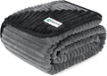 PetAmi Waterproof Dog Blanket, Leakproof Pet Blanket for Small Medium Large Dogs, Reversible Furniture Bed Sofa Couch Cover Protector, Plush Striped Pet Throw for Indoor Cat, 60x80 in, Black Grey