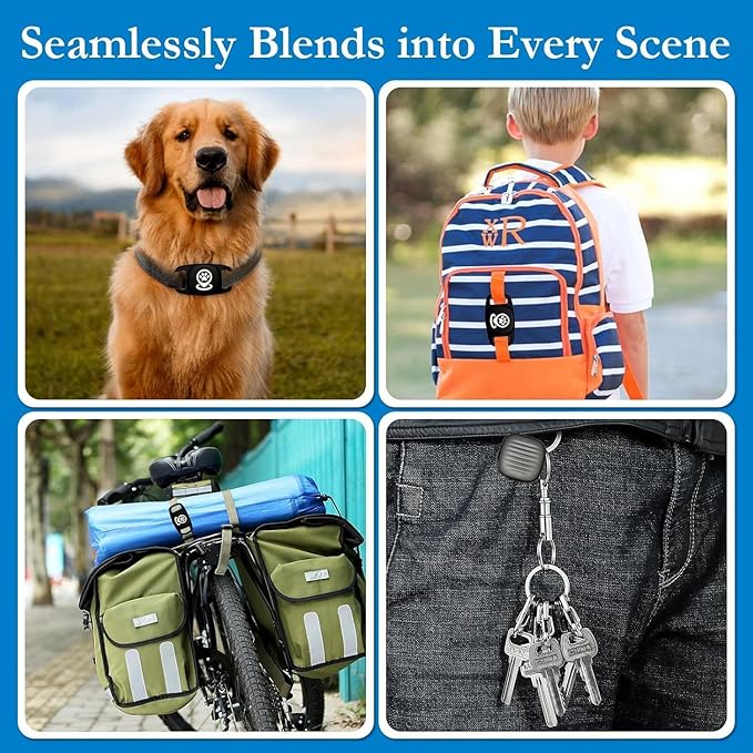 Pet Tracker for Dogs, Dog Tracker Smart Pet Location Tracker with Holder, Smart Item Finder, MFi Certificated Dog Tracking Device, No Monthly Fee, Works with Find My(iOS Only) (Black Case)