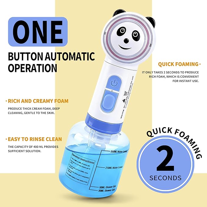 Electric Dog Shampoo Dispenser, Automatic Foam Soap Sprayer Cat soap Dispenser Includes an Extra Magnetic Charging Cable (2 in Total), Shampoo Foamer for Multi-Surface Cleaning (Kitchen/Bath) & Pets