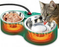 Heated Cat Bowl with Soft Indicator Light – Double Removable Stainless Steel Bowls, Freeze-Proof Water & Food, Overheat Protected, Chew-Resistant Cord, UL Listed