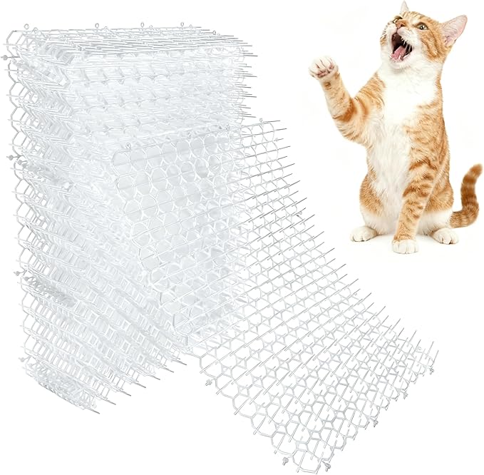 Clear Scat Mat for Cats 16 x 13 Inch, 10 Pack Transparent Cat Deterrent Mat with 1 Inch Spikes, Indoor Outdoor Pet Training Mat to Keep Cats Off Sofa, Counter & Garden