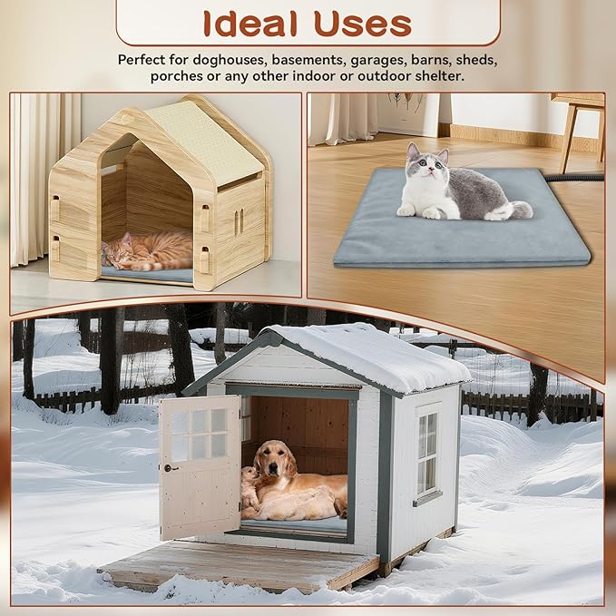 Pet Heating Pads for Cats & Dogs Outdoor Indoor, 17.7 * 17.7inches Puppy Cat Heating Pad Bed Mat Outdoor Waterprooof, Heated Dog Blanket Bed Outside, Gifts for Cats Puppy in Winter