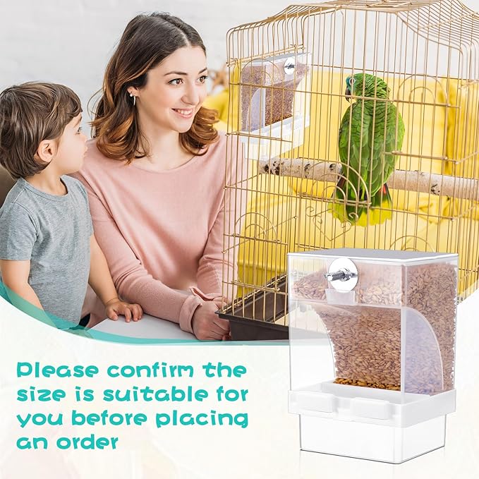 GlikCeil 8 Pcs No Mess Bird Feeder Parrot Automatic Feeder Bird Seed Container Water Dispenser for Parakeet Seed Food Container Cage Accessories for Canary Cockatiel Finch