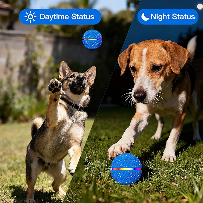 Interactive Dog Toys: Self Rolling & Bouncing Ball to Keep Them Busy, 3 Modes, Type-C Fast Charging, Durable E-TPU & IP54 Waterproof - Best for Small/Medium Breeds & Puppies (Blue, Medium)