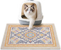 Unicorn Catcher Cat Litter Mat 24" x 15" Non-Slip Litter Box Mat Washable Litter Catcher Mat for Litter Box Indoor Food Mat Supplies Essentials, Orange