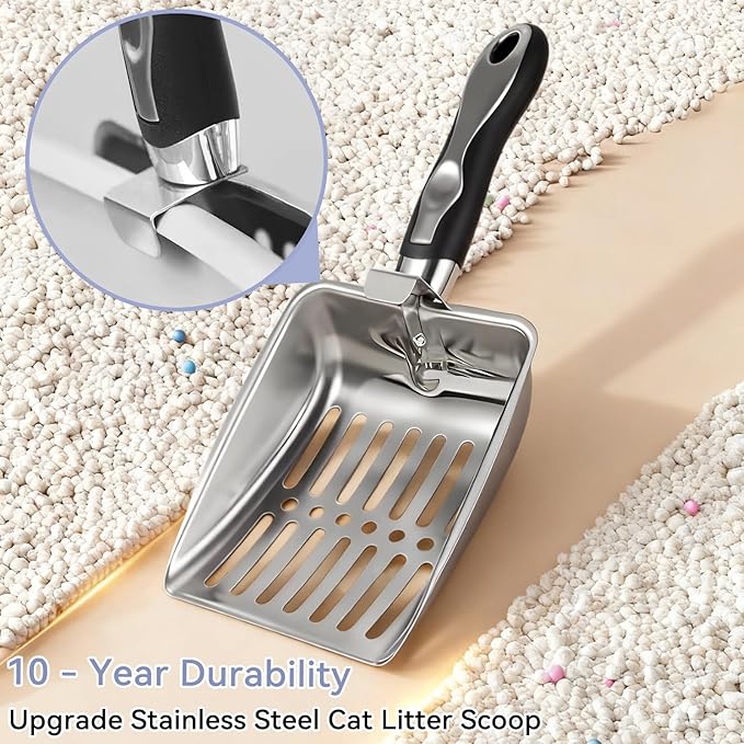 Stainless Steel Cat Litter Box with Lid, 24" L x 16" W x 12" H, Extra Large Enclosed Litter Box for Cats, High Sided Anti Leakage, Non-Stick, Includes Stainless Steel Scoop & Cat Mat