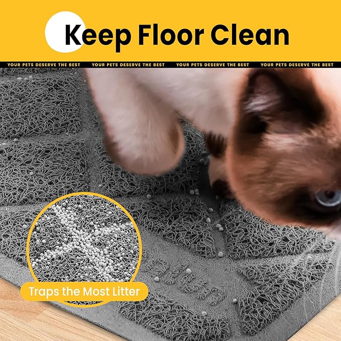 Conlun Cat Litter Mat Litter Trapping Mat, 47" x 35" Premium Durable PVC Grid Mesh with Scatter Control, Non-slip, Less Waste Cat Litter Box Mat, Soft on Kitty’s Paws, Urine Waterproof