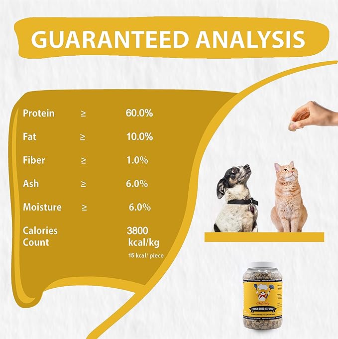 Freeze Dried Beef Liver Dog Treats | Healthy Kitten Treats, Single Ingredient, Raw | High Protein Cat & Dog Food Toppers, Grain-Free | Inspected & Tested in USA | 3.9 oz