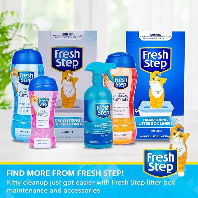 Fresh Step Cat Litter Crystals in Sweet Blossom Scent - Cat Litter Box Deodorizer - Combats Odors and Neutralizes Smells to Keep Your Home Clean, 15 Ounce