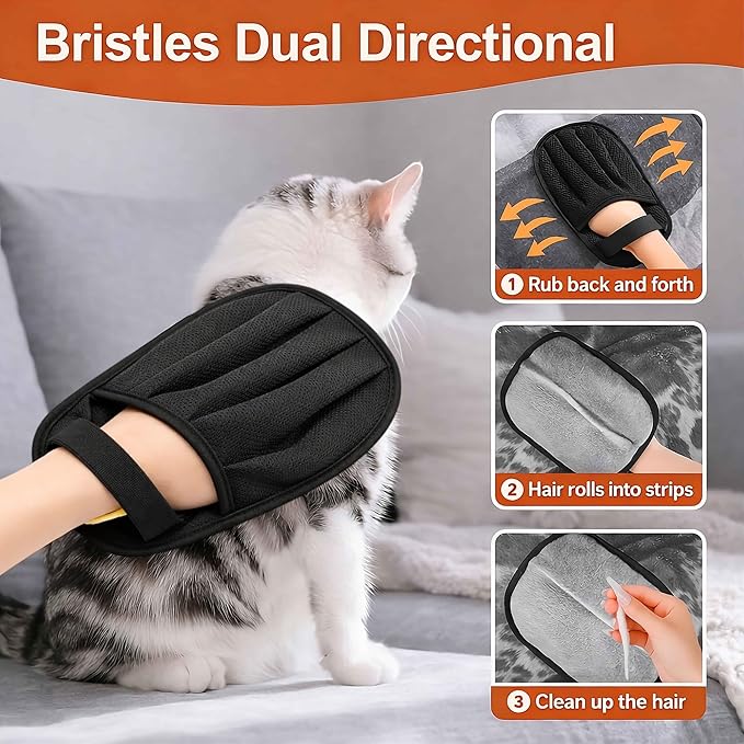 Pet Hair Removal Glove for Cats and Dogs - Electrostatic Pet Hair Remover Glove, Reusable Brush Pet Hair Remover for Couch, Carpet, Car Seat & Laundry（1PCS）