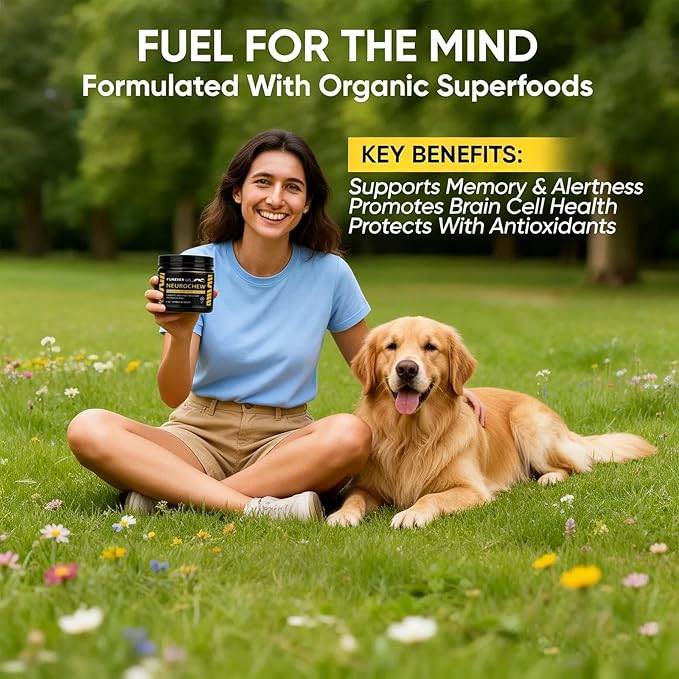 Furever Active Pet Neuro Chewing, Formulated with Organic. Support Brain Health in Dogs, Memory and Alertness, Overall Cognitive Performance, Brain Cell Repair, 60 Chews(1pc)