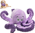 Squeaky Dog Toys, Stuffed Large Dog Toys to Keep Them Busy, Interactive Plush Chew Toys with Crinkle Paper, Tough Pet Animal Toys for Small Medium Large (Purple Octopus)