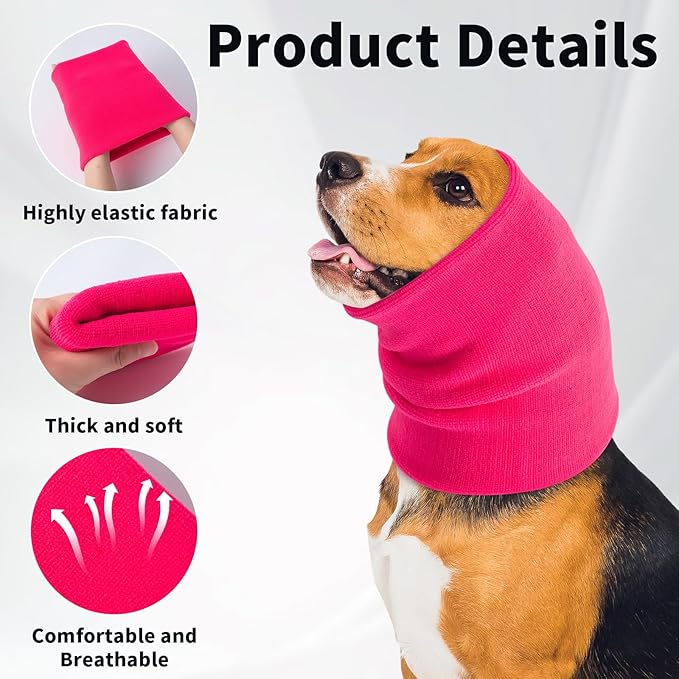3Pack Dog Calming Hoodie for Small to Large Dogs High Elastic Pet Anxiety Relief Ear Wrap Cat Calming Collar Noise Reduce Protection for Fireworks,Thunder,Force Drying(Small+Medium+Large) (Pink)
