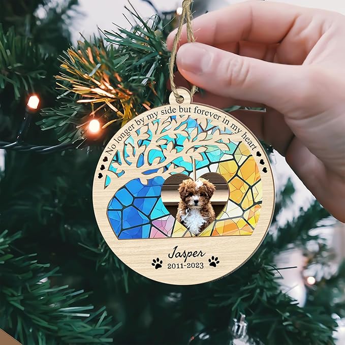 Personalized Dog Ornaments,Loss of pet Sympathy Gift, Picture for Christmas Tree Dog