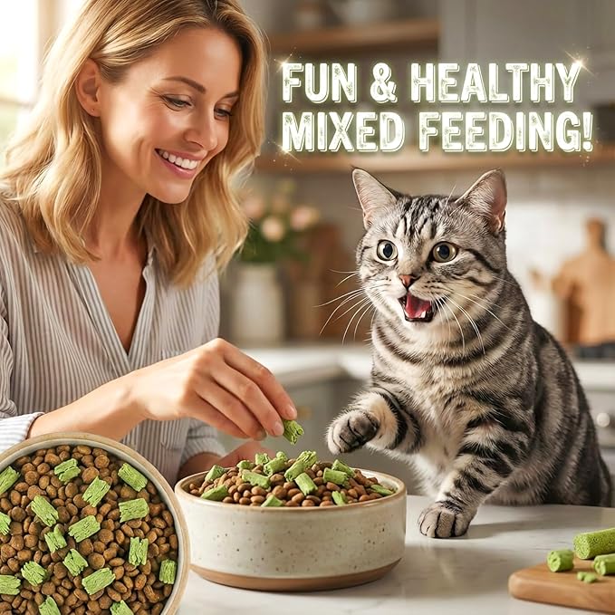 Cat Grass Treat Cats Toy 250g/8.82oz Freeze Dried Catnip Toys Kitten Chew Stick for Removal Hairballs for Cleaning Teeth Indoor Kitty Dental Care Lickable Edible Snack