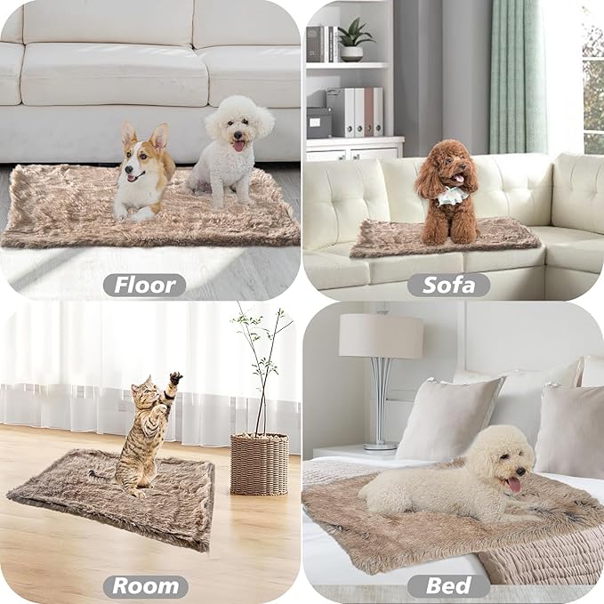 PJYuCien Fluffy Fleece Calming Pet Throw Blanket, Super Soft and Warm for Indoor Cats and Dogs, Small 16" * 24", Machine Washable, Puppy Bed (Brown)