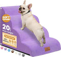 Dog Ramp and Stair for Bed 16" H-20 H,3-Step Cat Stair for Sofa and Chair,4-Step Dog Ramp for High Bed and Window,Durable Nonslip Fabric Cover for Indoor (Purple-20 H, Pet Friendly, 4)