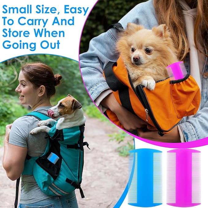 100 Pcs Double Sided Fine Tooth Flea Comb Lice Comb Pet Grooming Tool for Cats, Dogs, Kittens, Lice Dandruff Removal, 5 Colors, 3.5 x 2 Inch