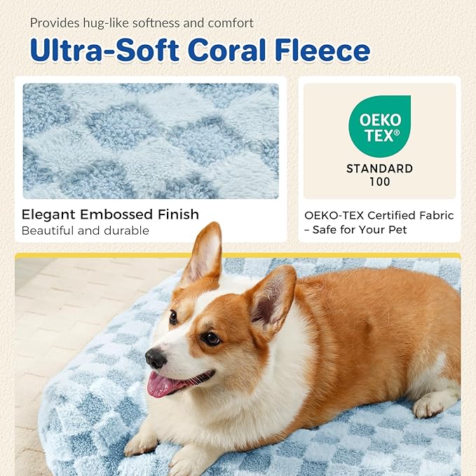 Cat Bed Cat Couch for Puppy and Kitten, Fluffy Pet Sofas Medium Dog Sofa Bed, Supportive Cats Sofa for Indoor Cats, Washable Cover & Non-Slip, 32 inch, Blue