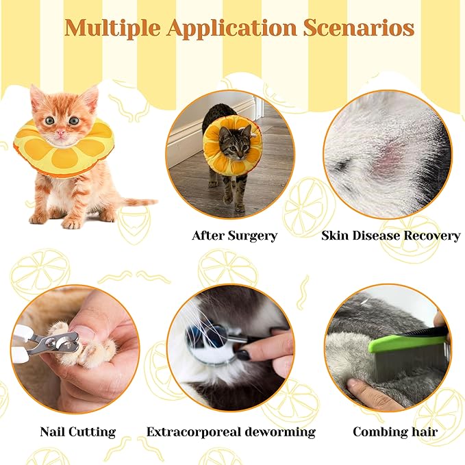 Kitten Cones After Surgery 0-6 Months, Donut Extra Small Kitten Cone Collar Soft to Stop Licking Neck, Elizabethan Kittens e Collar for Recovery, xs Small Cat Cone Spray, Pet Soft Cone for Cats