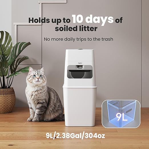 GKJ Cat Litter Trash Can | Litter Disposal Bin | Cat Litter Garbage Can Disposal System | Litter Box Trash Can | Includes 1 roll of 16 Easy Tear-Off Bags