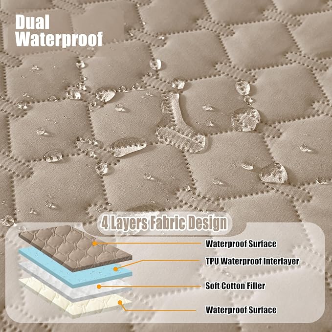 Smiry Waterproof Dog Bed Cover Blanket, Soft Reversible Pet Blanket, Washable Leakproof Cats Dogs Couch Cover for Sofa, Couch, Furniture (82x82 Inch, Taupe/Beige)