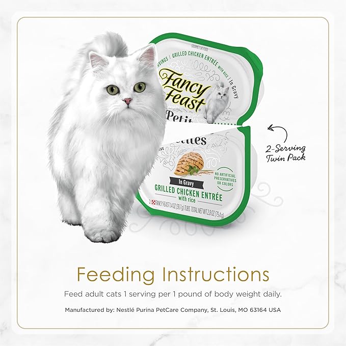 Fancy Feast Purina Gourmet Wet Cat Food Variety Pack, Petites Gravy Collection, Break-Apart tubs, 48 Servings - 2.8 oz. Tubs, (Pack of 48)