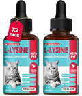 Liquid L Lysine for Cats – Aid for Watery Eyes, Sneezing & Allergy – Supplement with Taurine & Vitamins for All Breeds – Cat Probiotic for Digestion Care – Natural Chicken Flavor – 2 oz + 2 oz Pack