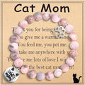 Cat Mom Gifts: Beaded Bracelet Paw Print for Women, Cat Lovers - Birthday, Christmas, Valentine's, New Year