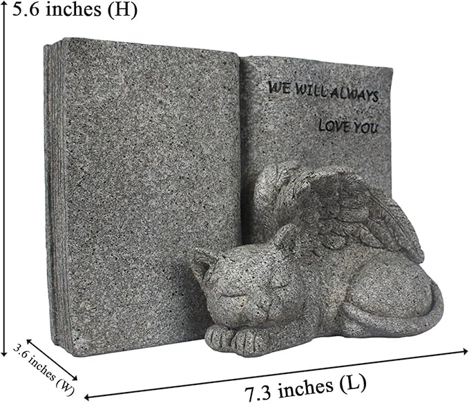Customized Book Cat Tombstone Statue, Personalized Outdoor Cat Memorial Tombstone, Memorial Gift for Cat Lovers, Customized with Any Message