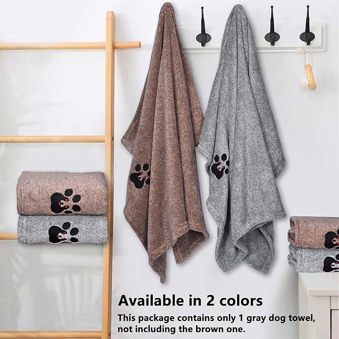 Dog Towel Super Absorbent Soft Microfiber Pet Bath Grooming Towels for Drying Dogs and Other Pets (M-36" * 28", Grey)