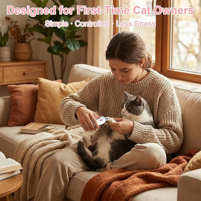 Wanheart Pink Cat Nail Clippers with Safety Guard & Nail Catcher, No Mess Cat Nail Trimmer for Cats & Kittens, Safe Pet Nail Clipper Anti-Splatter Collector, Cute Grooming Tool (Pink)