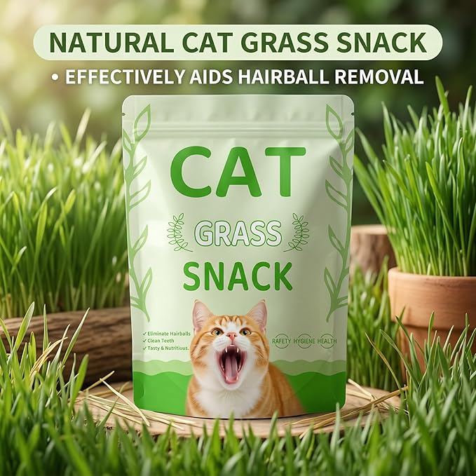 60g/2.12oz Cat Toy Cats Grass Treats, Fish Oil Kitten Grass Catnip Stick for Hairball Removal Teeth Cleaning Cats Edible Freeze Dried Kitty Lickable Chew Dental Snack for Indoor Kitty Food