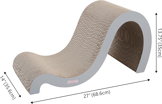 CSR1013E Kona 27" Modern Cardboard Double-Sided Wave Cat Scratcher with Catnip, Fog