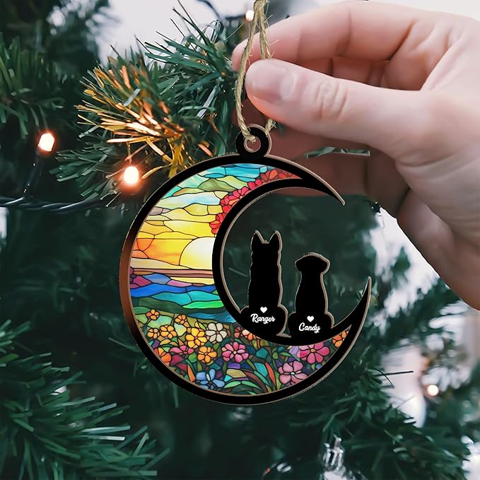 Dog Memorial Ornament Pet Loss Suncatcher, Gifts for Dog Lovers,