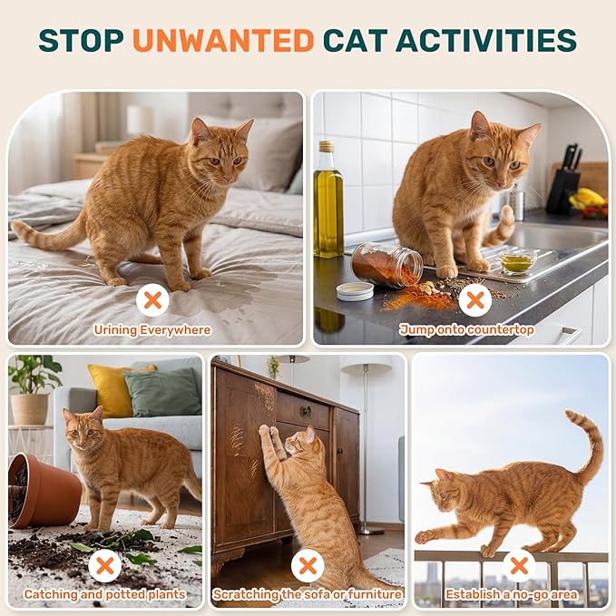 Natural Cat Deterrent Spray Indoor, Cat Repellent Spray for furniture, Safely Cat pee stopper, Anti Furniture Scratching, Stops Urine Marking, Kitten Training Spray for Sofa, Rugs, Chairs, 150ml