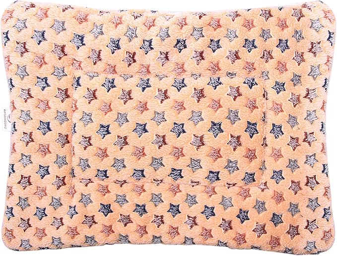 FJWYSANGU Fluffy Pet Cat Blanket Soft Coral Velvet Pet Puppy Cushion Mat Warm Cover Soft Pad Mat(Star V2/Beige,Medium)