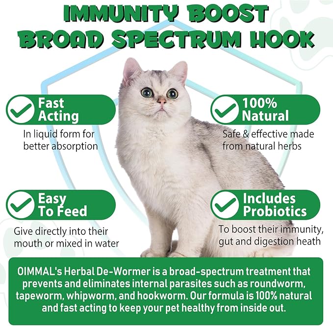 2 Pack Specifically Formulated for Cats,Cats Natural Broad Spectrum Treatment with Probiotics, Herbal Cleanse,Digestive Support for All Cat Breeds,Gut Health, Puppy & Kitten,Supplement Drops for Cat