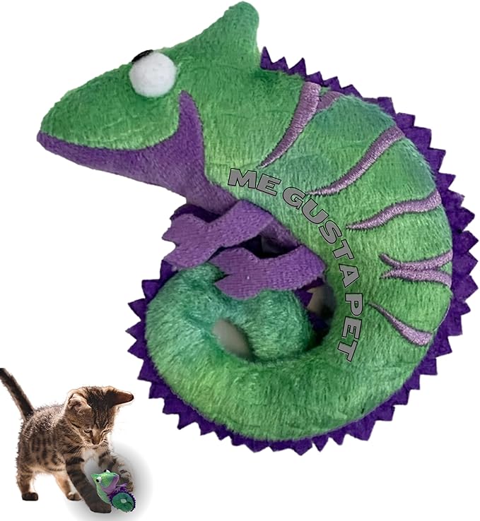 Cat Toys Catnip Crinkly Sound Toy with North American Catnip | Lizard Cat Toy Crinkle Paper Sound | Cat Kitten Toy Teething Chew | Cats Kicker Crinkle Paper | Chameleon Cat Toy 4.5-INCH