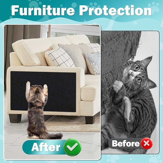 23.6x15.8 Couch Wall Corner Protection for Indoor Cats,Anti Scratch Furniture Protector from Cats Scratching,Trimmable Climbing Cat Scratcher Pad Play Mat Easy Use for Cat Board/Door/Carpet
