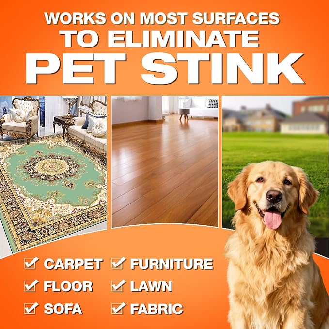 Pet Odor Eliminator, Odor Remover and Pet Spray Fragrance Free Colorless 3.38oz Spray, Safe Highly Effective Carpet and Cat Litter Deodorizer for Dogs and Cats